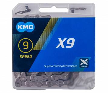 KMC X9 Łańcuch Rowerowy 9 Rzędów 114 Ogniw +Spinka