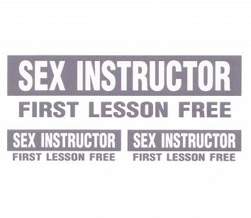 Naklejka Srebrny Napis Sex Instruktor Lesson Free