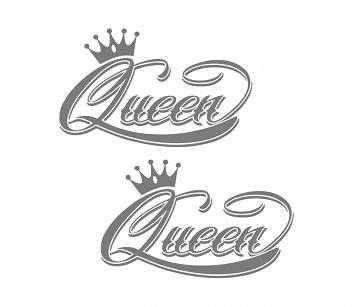 Naklejka Nalepka Napis Queen Królowa Srebrna 2 szt UV